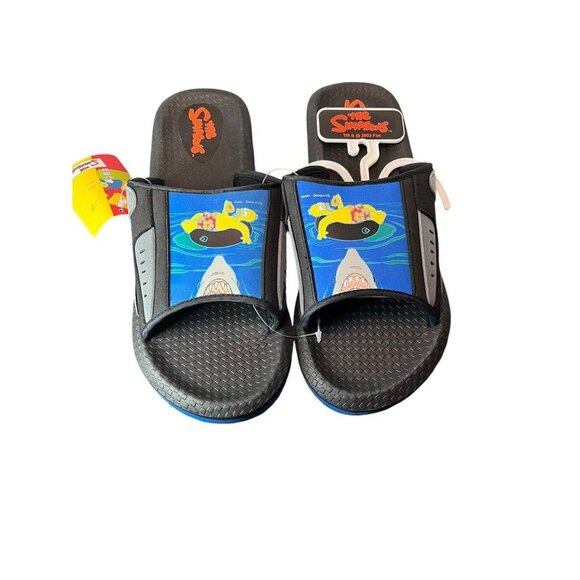 NEW Men's 9/10 Slip On Sandals Homer The Simpsons Rare Men's Slides Strap Shark - Picture 1 of 9